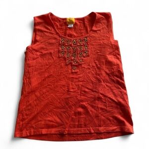 Ruby Rd. Beaded Y2K Orange Embellished Tank Top
